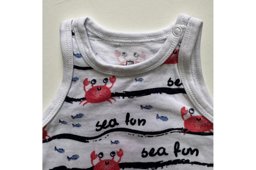 بادی نوزادی بدون آستین با طرح خرچنگ